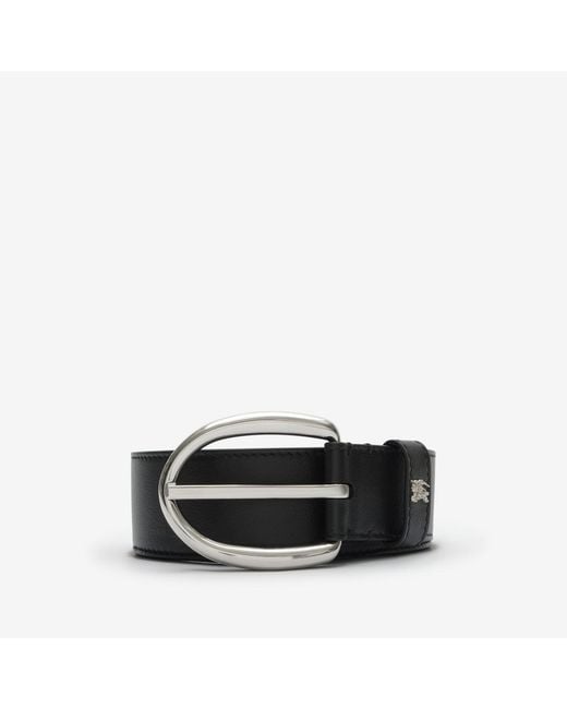Burberry Black Leather Oval Belt for men