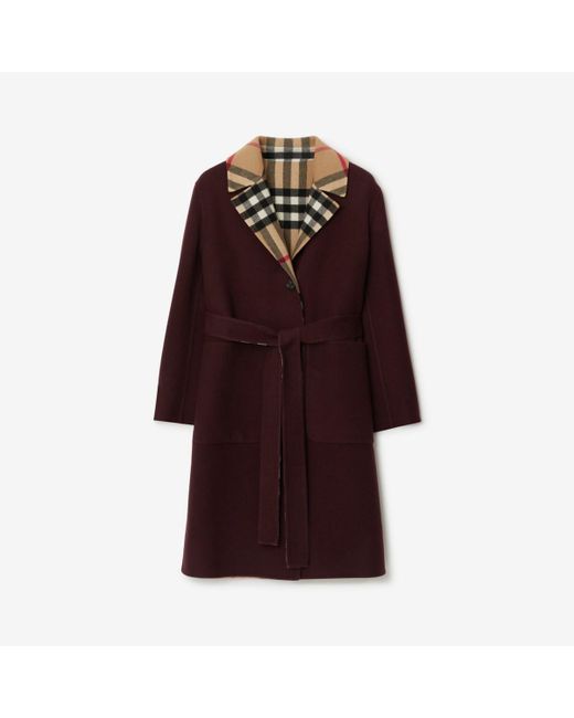 Burberry Red Reversible Check Wool Coat