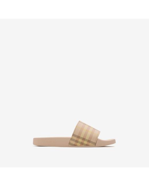 Burberry Natural Check Slides