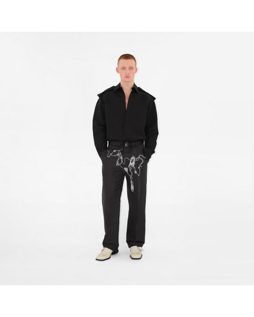 Burberry Black Knight Hardware Canvas Trousers for men