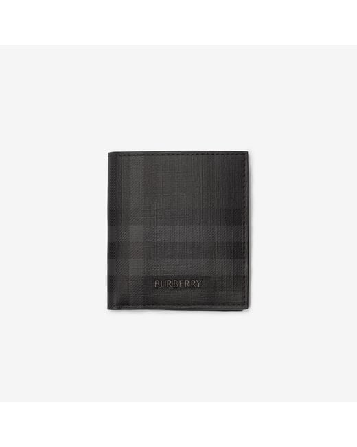Burberry Black City Check Folding Card Case for men