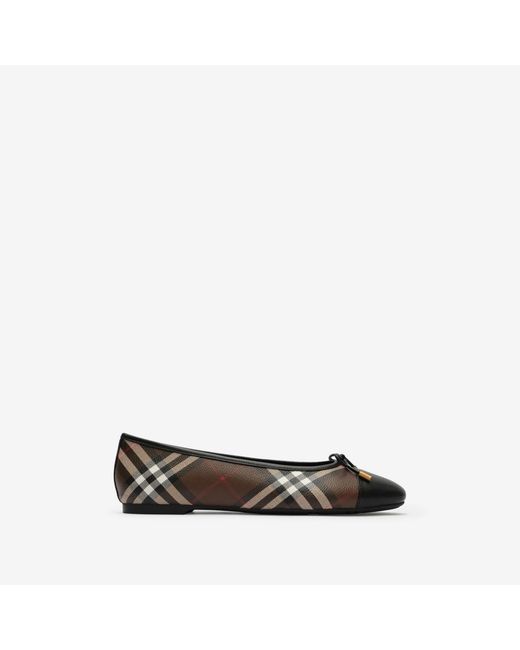 Burberry Black Check Canvas Highgate Ballerinas