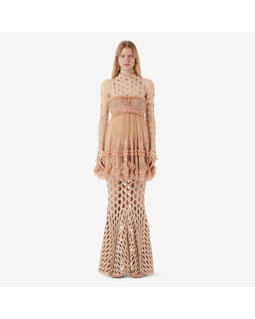 BURBERRY★素敵！Nude RUNWAY Tull / Lace Baby Doll Dress Burberry Tulle And Lace Baby Doll Dress in Natural | Lyst