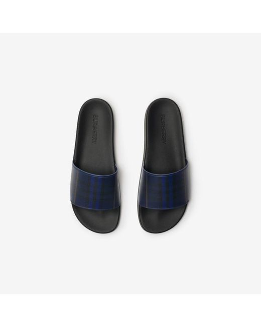 Burberry Blue Check Slides for men