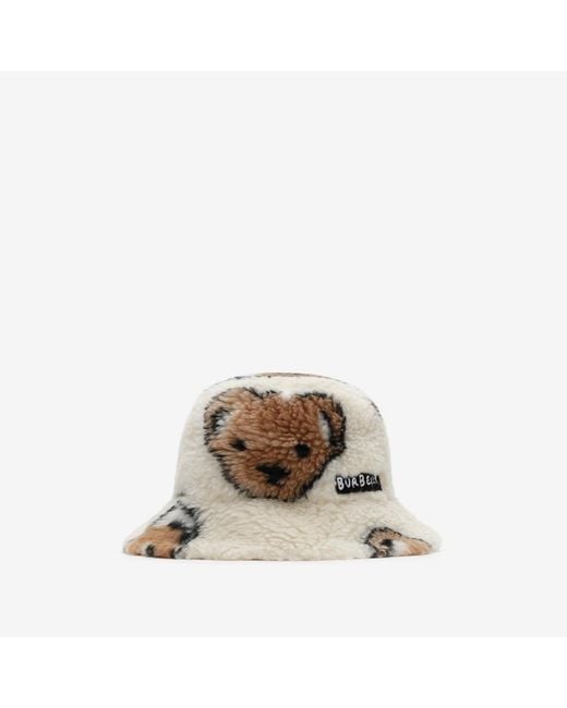 Burberry Natural Childrens Thomas Bear Fleece Bucket Hat