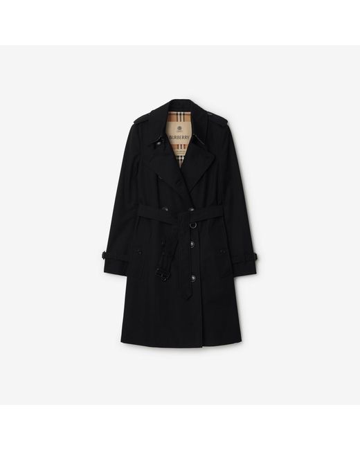 Burberry Black Mid-Length Chelsea Heritage Trench Coat