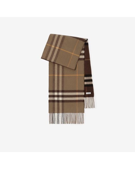 Burberry Brown Reversible Check Cashmere Scarf