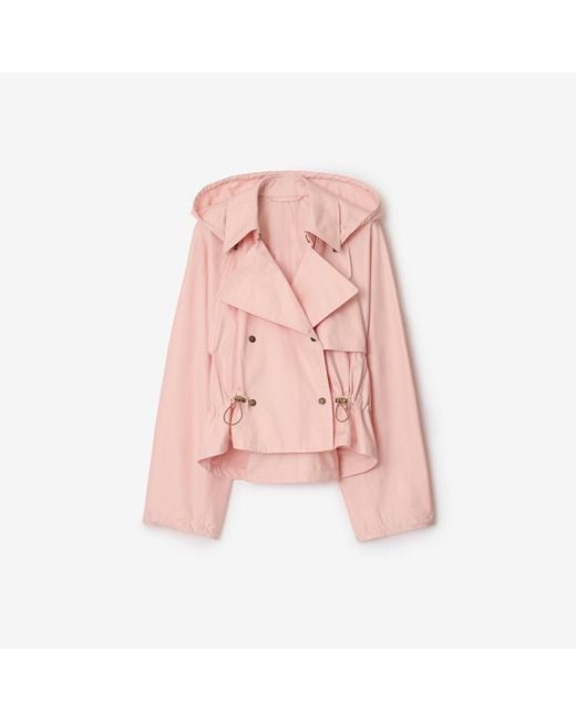 Burberry Pink Tropical Gabardine Hooded Trench Jacket