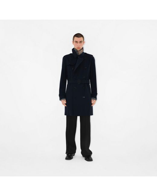 Burberry Blue Mid-length Kensington Heritage Trench Coat for men