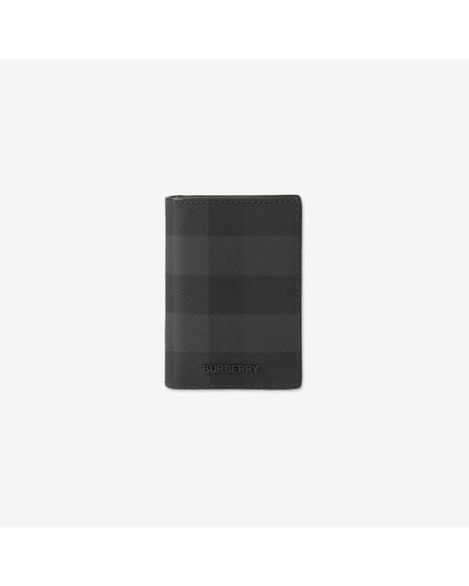 Burberry Black Check And Leather Folding Card Case for men