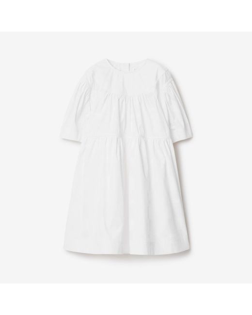 Burberry White Stretch Cotton Dress
