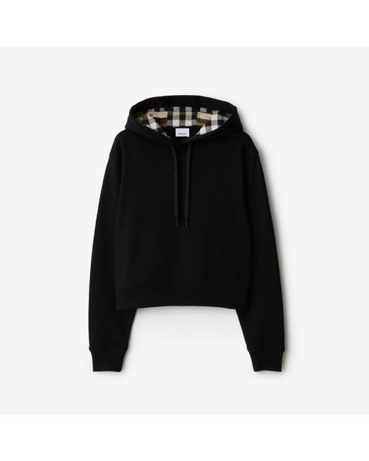 Burberry Black Cropped Cotton Hoodie