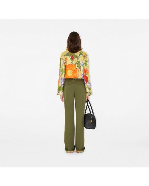 Burberry Green Highgrove Turn-Up Cotton Trousers
