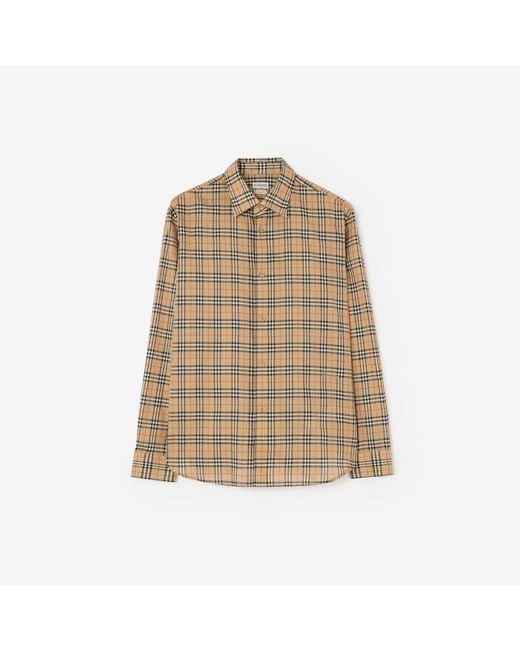 Burberry Natural Relaxed Fit Check Cotton Shirt for men
