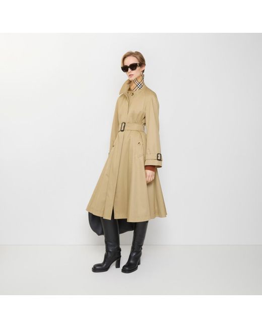 Burberry Natural Long Gabardine Ellingham Fit-And-Flare Car Coat