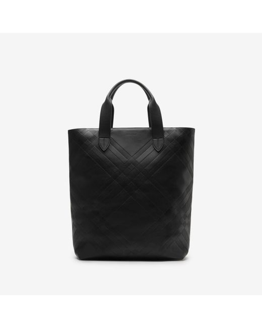 Burberry Black Embossed Check Tote for men