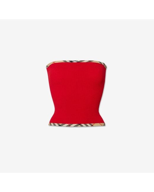 Burberry Red X Hunza G Devyn Swim Skirt/Tube Top