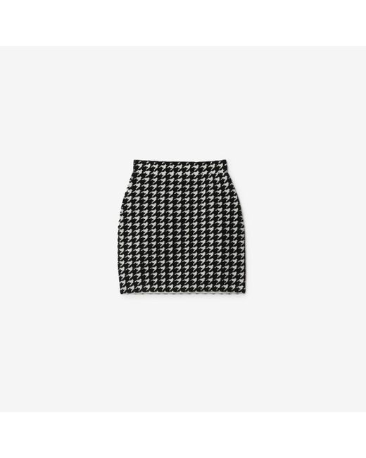 Burberry Black Houndstooth Nylon Blend Mini Skirt