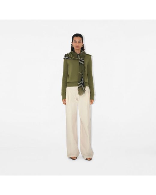 Wide Check Wool Scarf Burberry en coloris Green