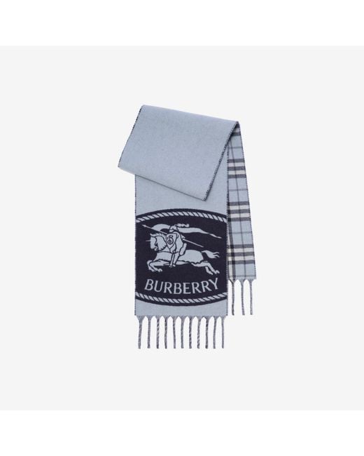 Burberry Blue Reversible Knight Stamp Scarf