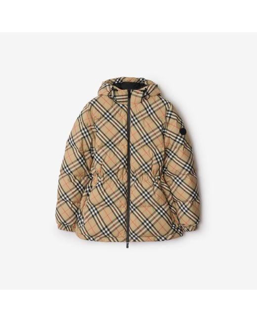 Burberry Metallic Check Nylon Hooded Puffer Jacket