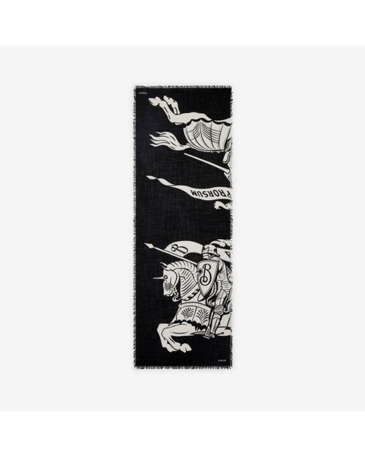 Burberry Black Wide Ekd Wool Scarf