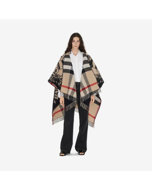 Burberry Multicolor Reversible Ekd Check Wool Cape