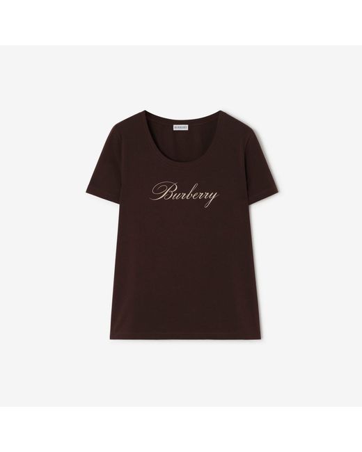 Burberry Brown Logo Stretch Cotton T-Shirt
