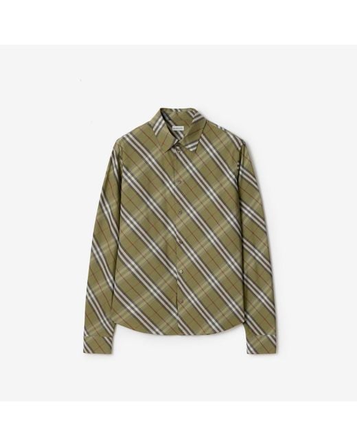 Burberry Green Relaxed Fit Check Cotton Shirt for men