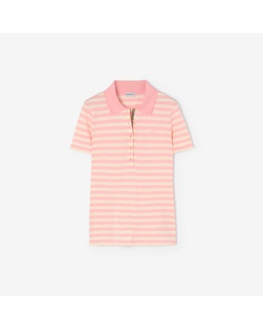 Burberry Pink Striped Cotton Polo Shirt