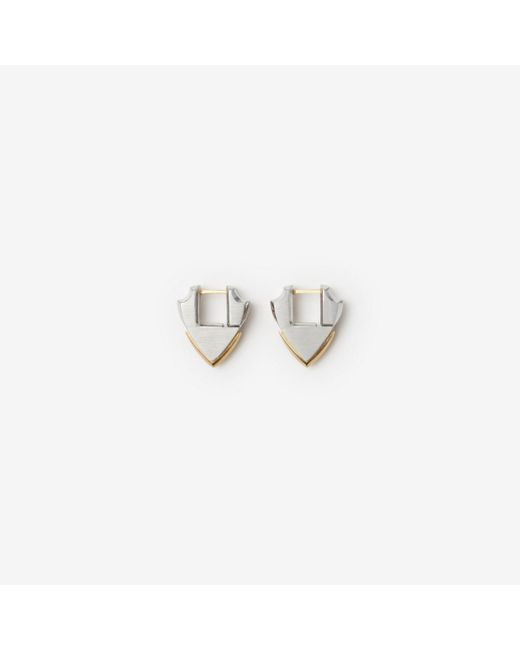 Burberry White Small Shield Earrings