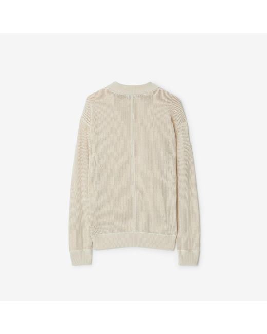 Burberry White Cotton Mesh Sweater for men
