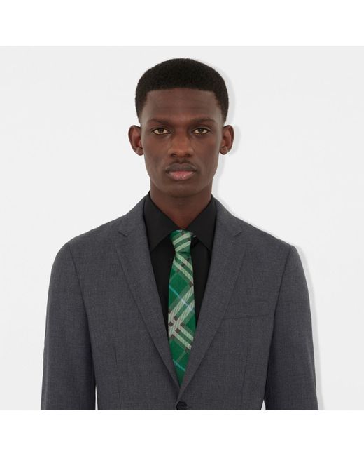 Burberry Green Check Silk Tie for men