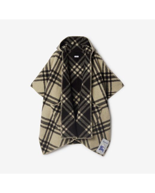 Burberry Black Reversible Check Wool Cape