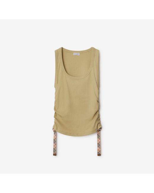 Festival Cotton Blend Tank Top Burberry en coloris Green