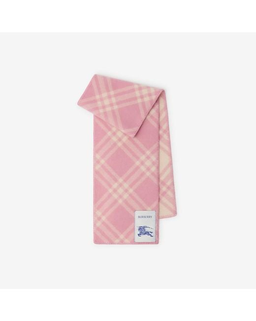 Burberry Pink Check Wool Scarf