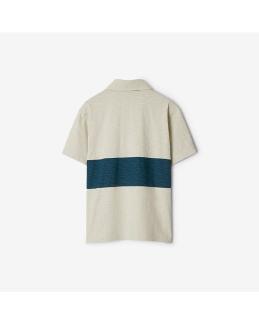 Burberry White Ekd Stripe Cotton Polo Shirt for men