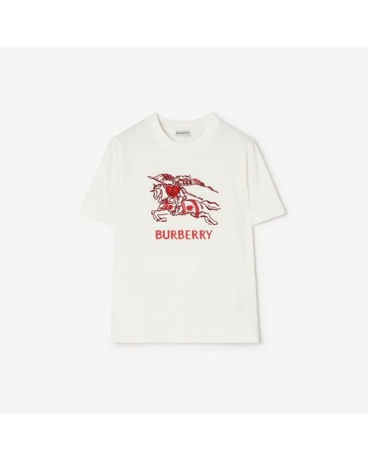 Burberry White Heart Knight Cotton T-Shirt