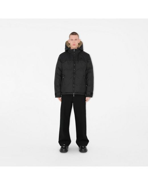 Doudoune à capuche réversible en nylon Check Burberry pour homme en coloris Natural