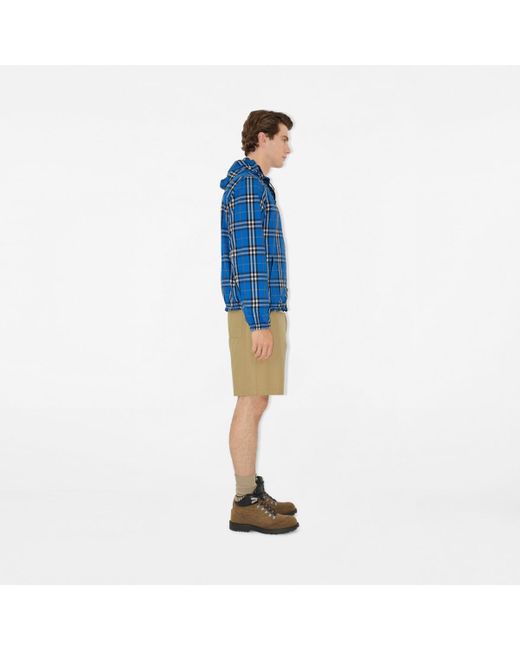Burberry Blue Reversible Check Hooded Jacket for men
