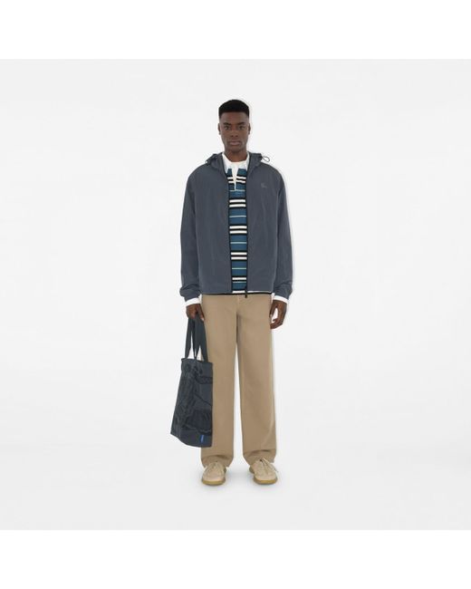 Burberry Blue Ekd Badge Nylon Hooded Jacket for men