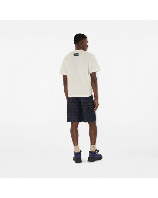 Burberry Blue Check Denim Shorts for men