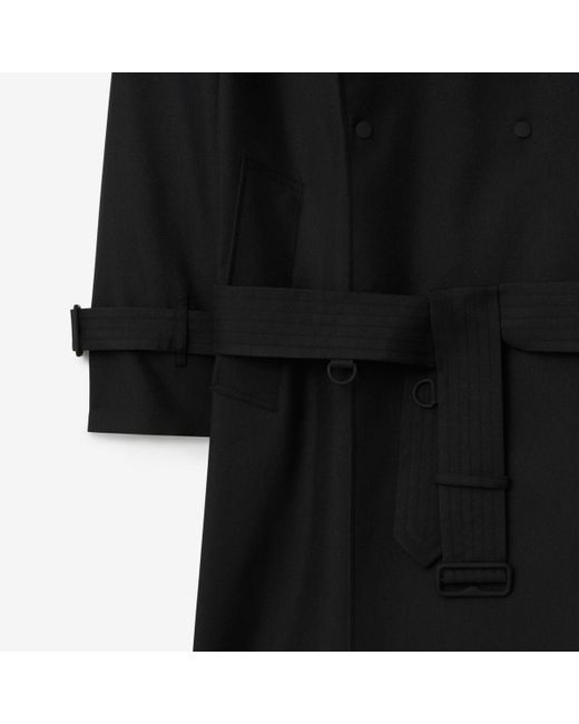 Burberry Black Long Silk Blend Trench Coat for men