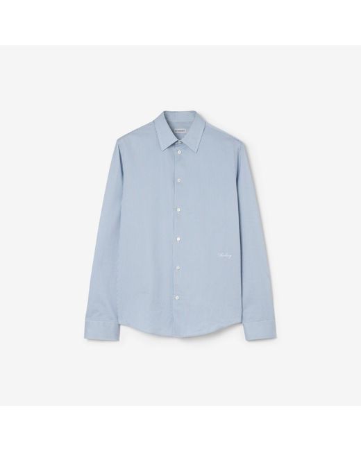 Burberry Blue Slim Fit Striped Cotton Shirt for men