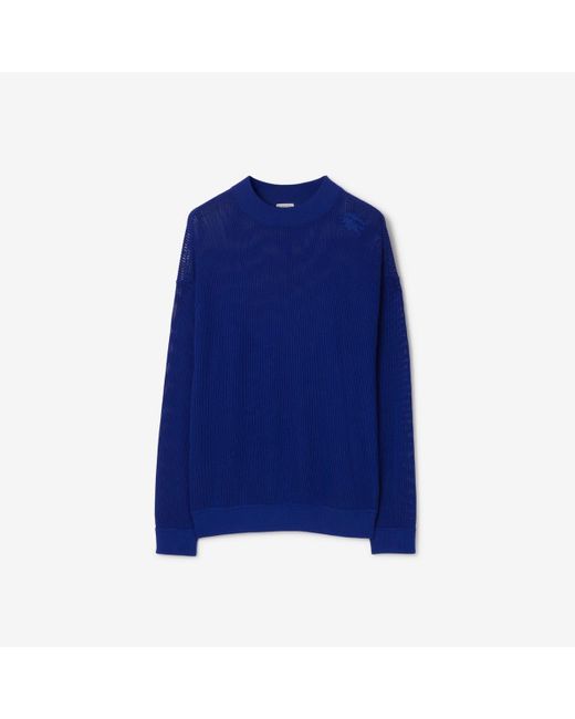 Burberry Blue Silk Cotton Mesh Sweater for men
