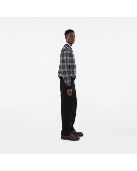 Burberry Blue Check Cotton Blend Sweater for men