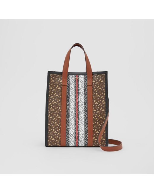 Burberry Brown Small Monogram Stripe Portrait Tote Bag