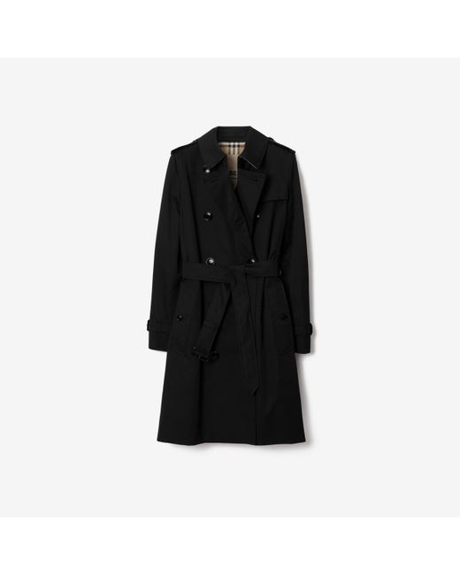 Burberry Black Mid-length Kensington Heritage Trench Coat
