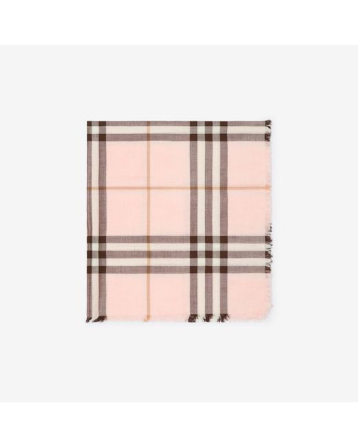 Burberry Pink Reversible Check Wool Silk Scarf