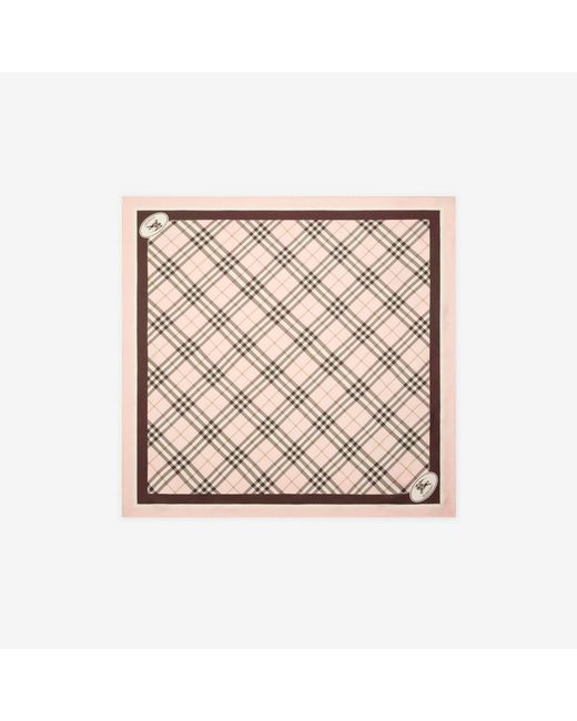 Burberry Natural Check Knight Stamp Silk Scarf